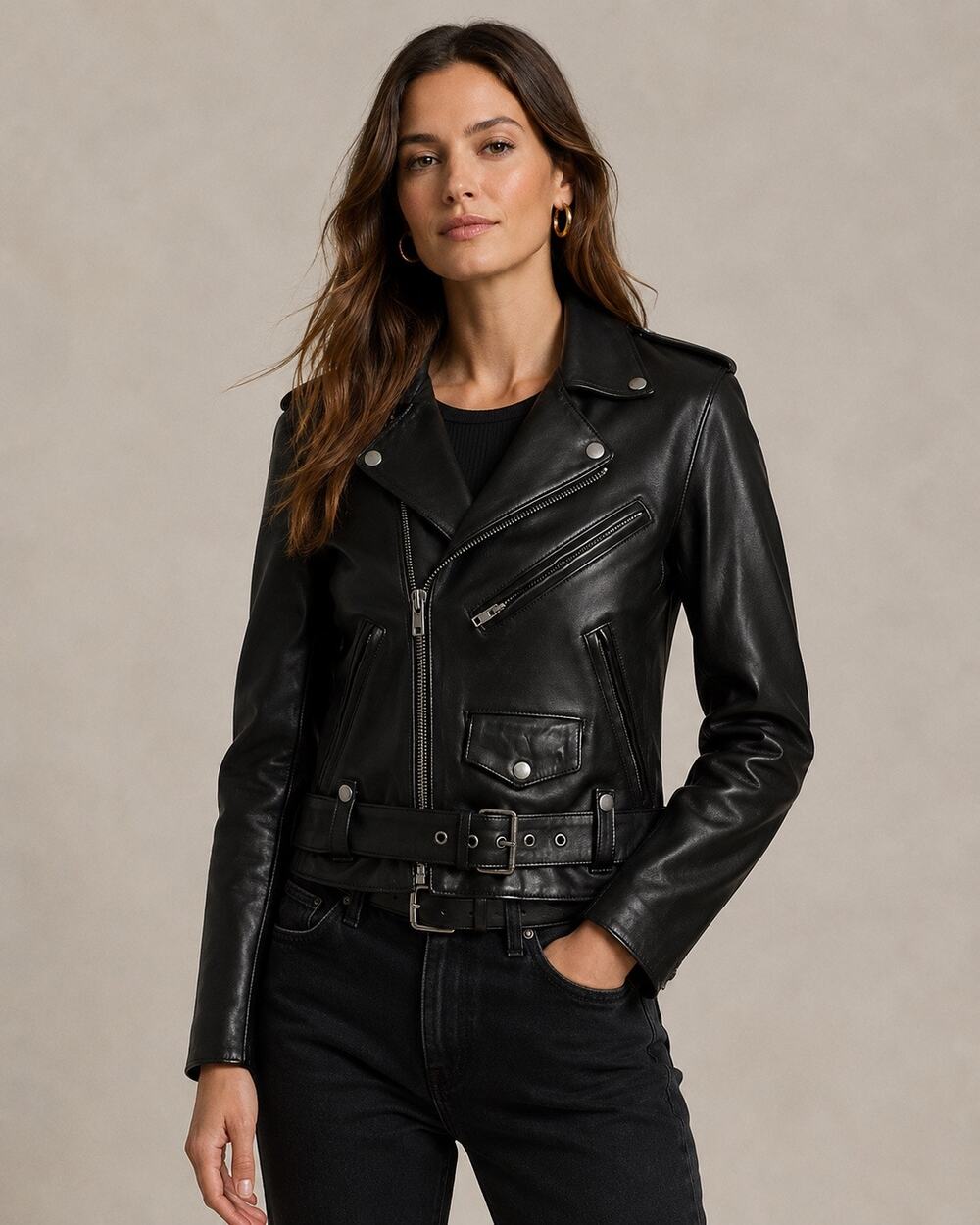 Polo Ralph Lauren Sheepskin Leather Moto Jacket